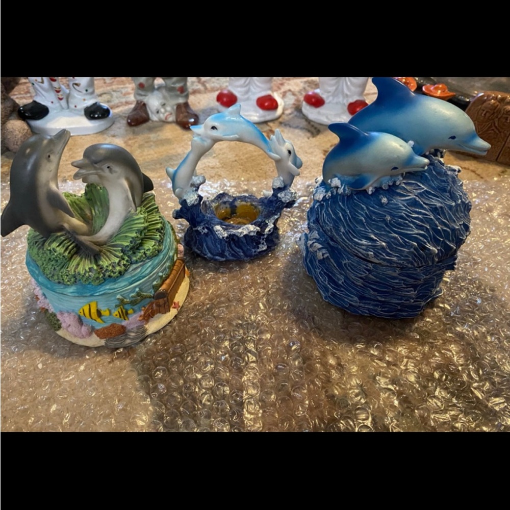 Oceanic Dolphin Trinket Box & Tealight Warmer Set